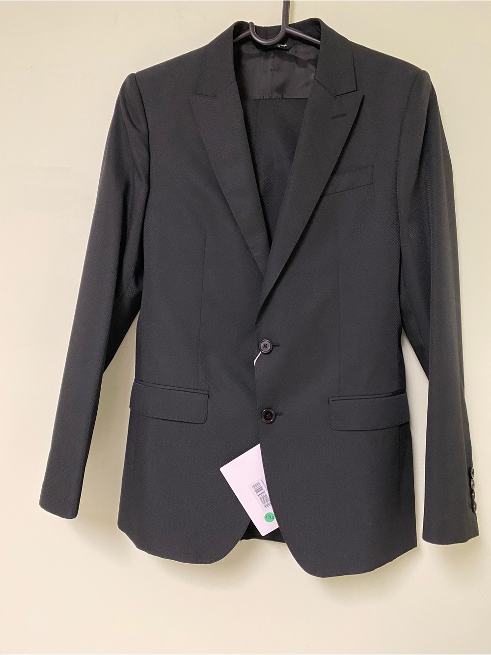 Dolce & Gabbana Black Textured Two-Button Suit Jacket